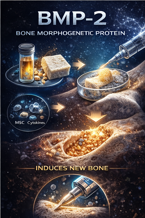 BMP-2 bone morphogenetic protein, protein signals triggering new bone formation in bone matrix
